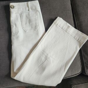 Anthropologie Collette White Wide-Leg Cropped Denim - Size 29 Tall